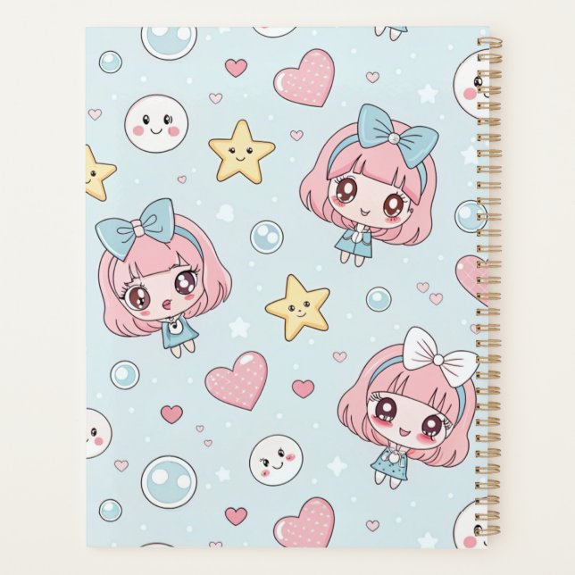 Agenda Custom Anime Kawaii with Hearts and Star (Reverso)
