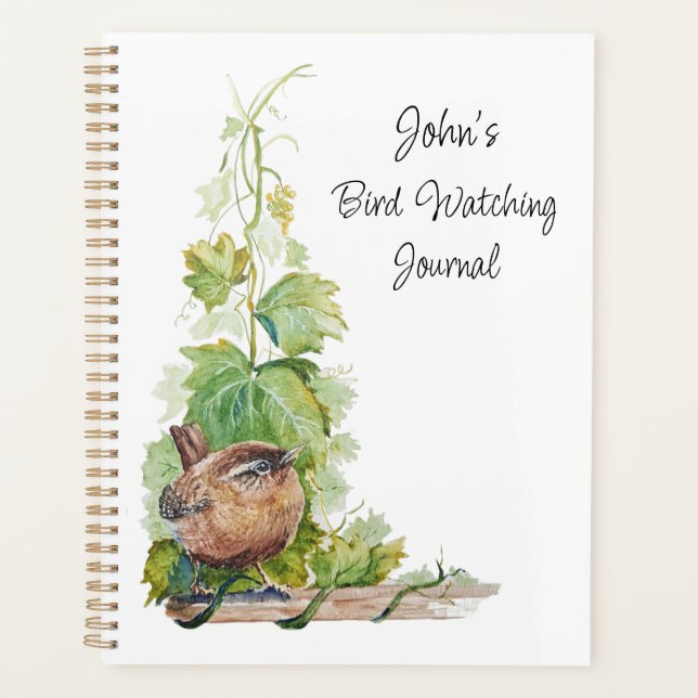 Agenda Custom Bird Watching Journal for Birders Wren Bird (Anverso)