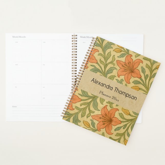 Agenda Custom Classy William Morris style Rustic floral (Demostración)