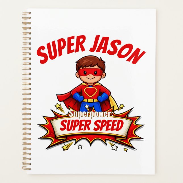 Agenda Custom Kids Superhero Name & Superpower (Anverso)