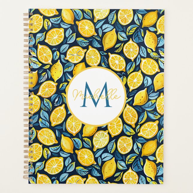 Agenda Custom Mediterranean Lemon Pattern Planner (Anverso)