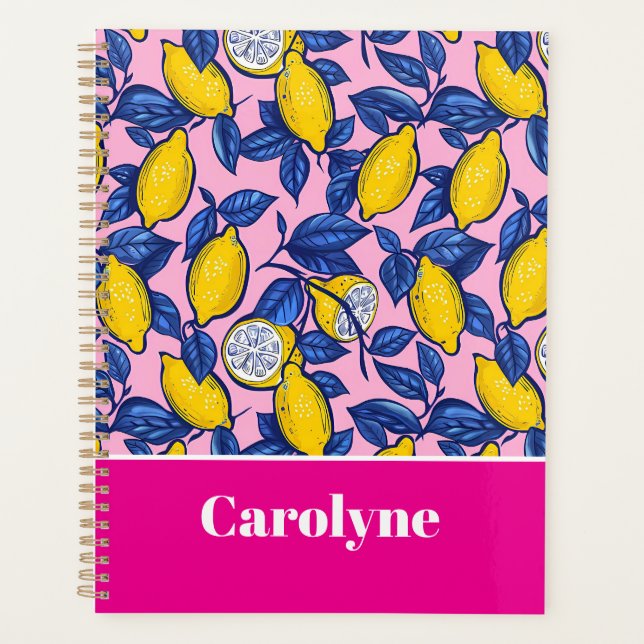 Agenda Custom Mediterranean Lemon Pattern Planner (Anverso)