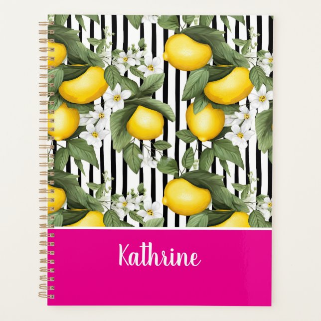 Agenda Custom Mediterranean Lemon Pattern Planner (Anverso)