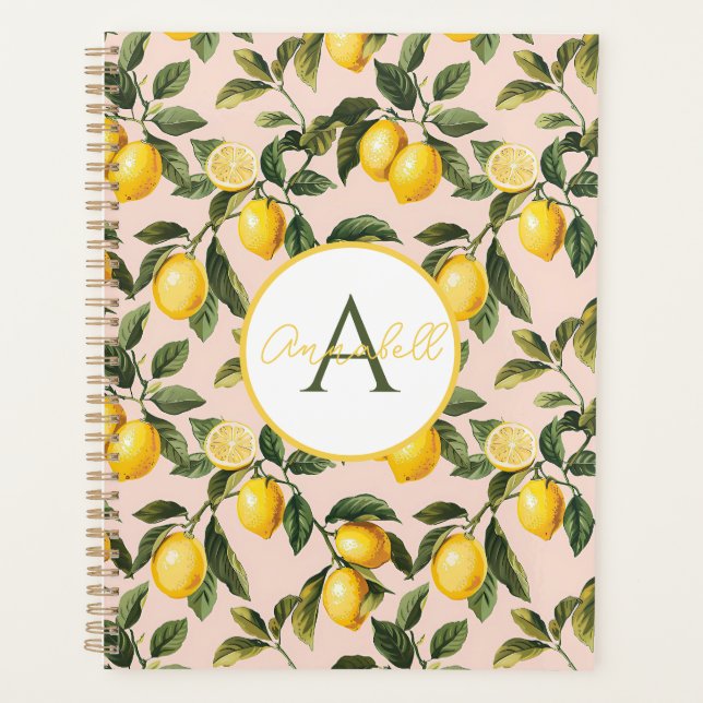 Agenda Custom Mediterranean Lemon Pattern Planner (Anverso)