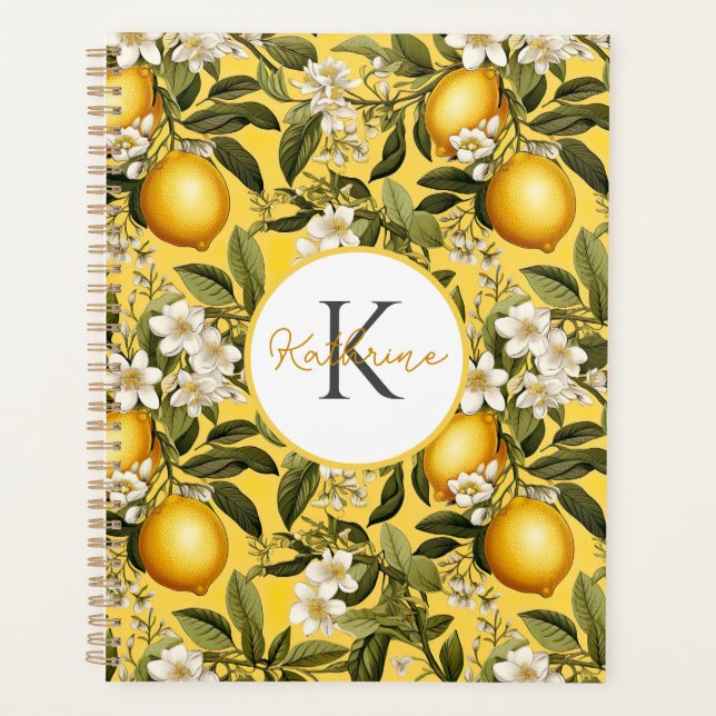 Agenda Custom Mediterranean Lemon Pattern Planner (Anverso)