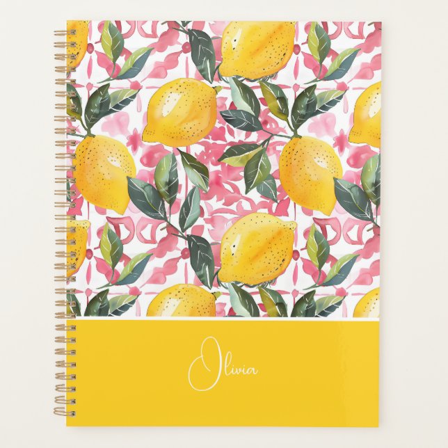 Agenda Custom Mediterranean Lemon Pattern Planner (Anverso)