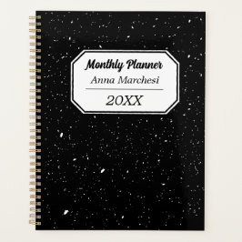 Agenda Custom Name Black & White Checkered Planner