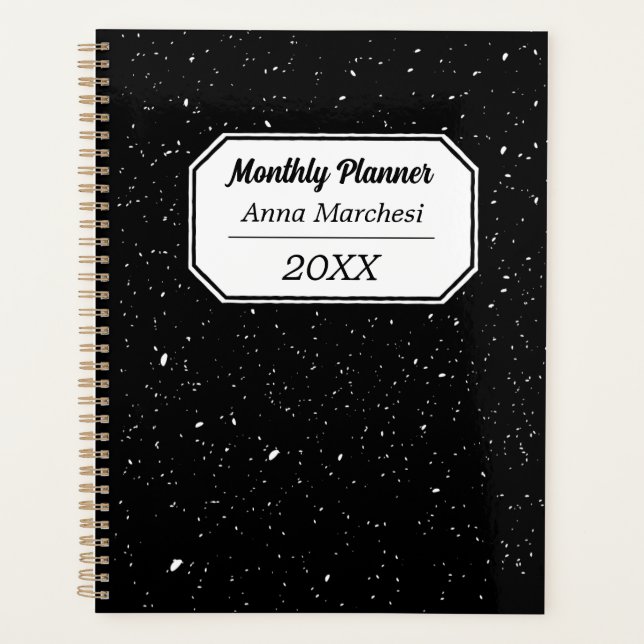 Agenda Custom Name Black & White Checkered Planner (Anverso)