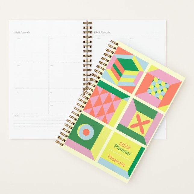 Agenda Custom name colorful modern yearly geometry (Demostración)