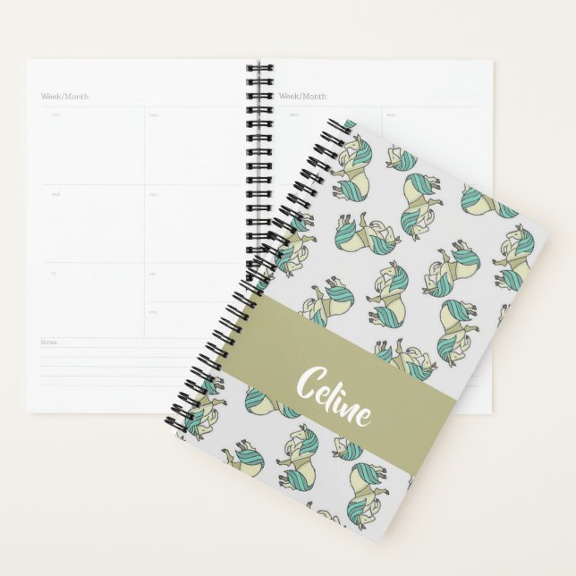 Agenda Custom name cute horses pattern (Demostración)