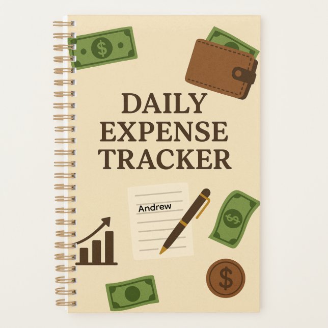 Agenda Custom Name Daily Expense Tracker Planner (Anverso)