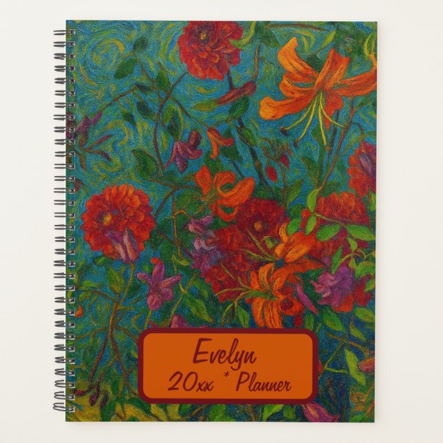 Agenda Custom Name  Floral Planner (Anverso)