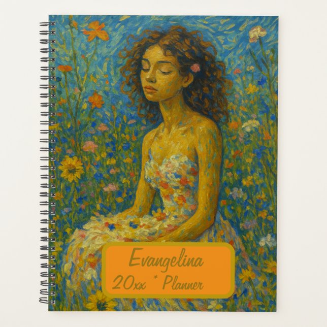 Agenda Custom Name  Floral Planner (Anverso)