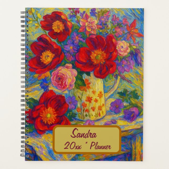 Agenda Custom Name  Floral Planner (Anverso)
