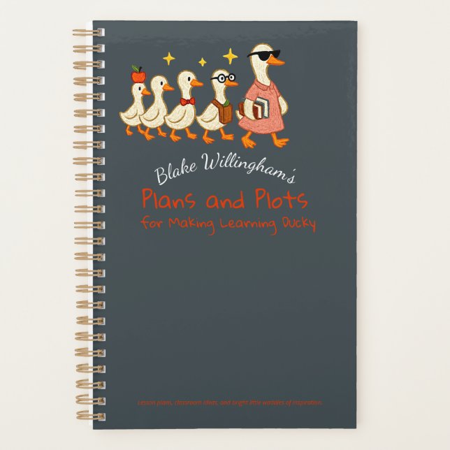 Agenda Custom Name Fun Cool Teacher Goose Planner (Anverso)