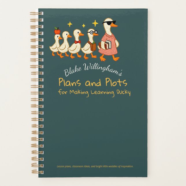 Agenda Custom Name Fun Cool Teacher Goose Planner (Anverso)