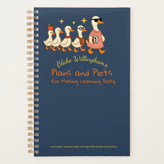 Agenda Custom Name Fun Cool Teacher Goose Planner (Anverso)