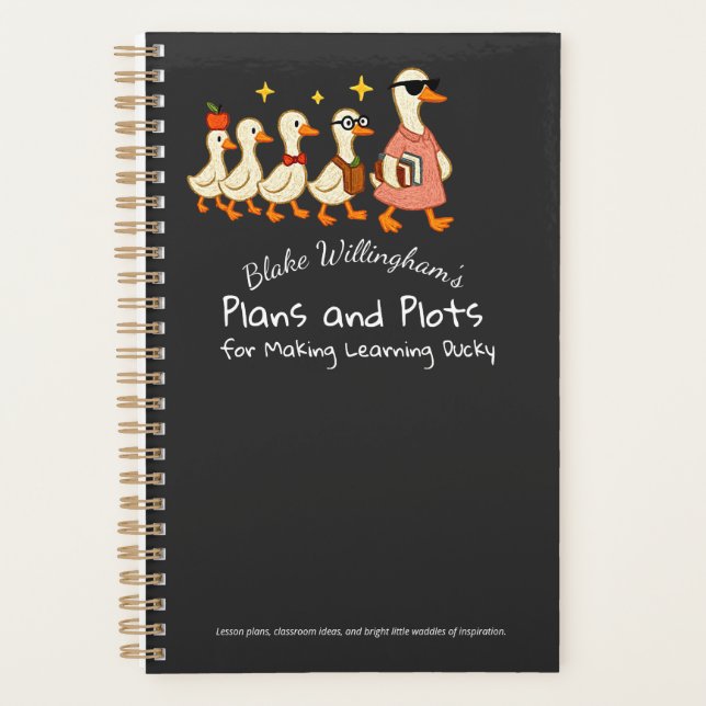 Agenda Custom Name Fun Cool Teacher Goose Planner (Anverso)