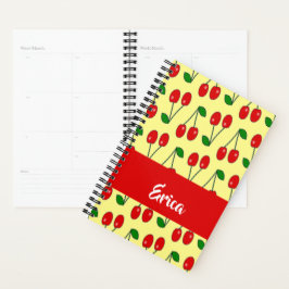 Agenda Custom name red cherries on yellow