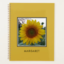 Custom Name Sunflower Metallic Gold Daily Planner