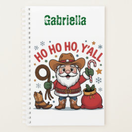 Agenda Custom name western themed Santa Christmas