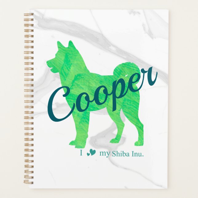 Agenda Custom Pastel Green Shiba Inu Silhouette  Notebook (Anverso)
