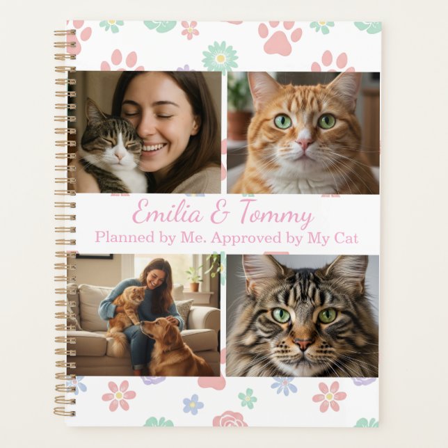 Agenda Custom Photos and Names Planner Cover Cat Lovers (Anverso)
