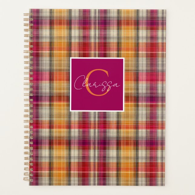 Agenda Custom Planner Gingham Pattern Style (Anverso)