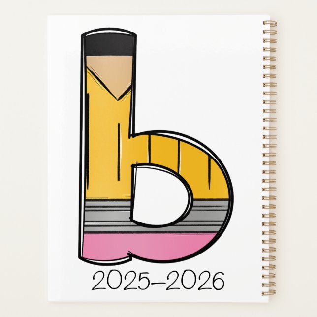 Agenda Custom Teacher Planner with Pencil Initial (Reverso)