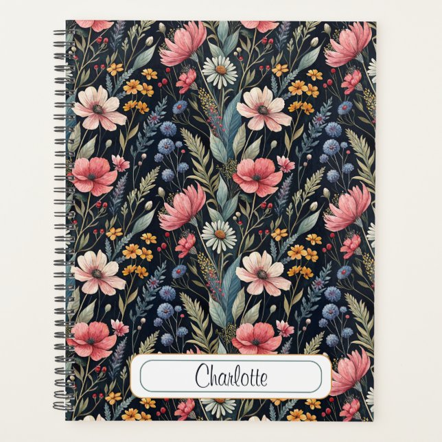 Agenda Custom Wildflowers Botanical Inspiration Black (Anverso)