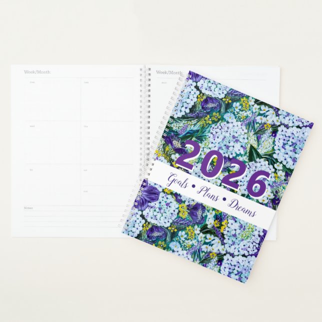 Agenda Customizable 2026 Rhapsody-Purple&White Hydrangea (Demostración)