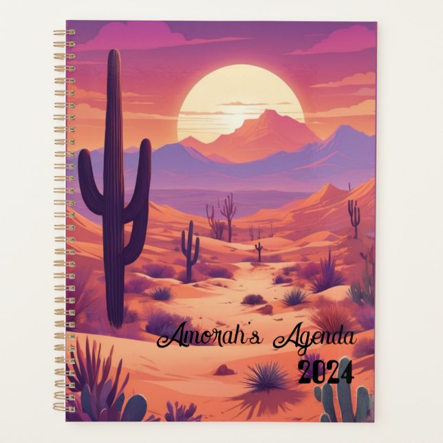 Agenda Customizable agenda, planner, name, year, desert (Anverso)