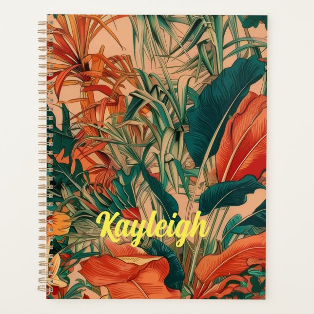 Agenda Customname tropical leaves (Anverso)