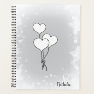 Agenda Cuta acuarela Corazón blanco negro