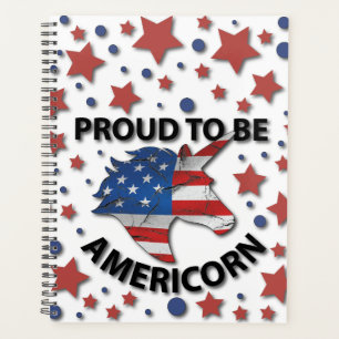 Agenda Cute 4 de julio Americornio rojo, blanco y azul
