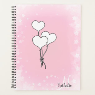 Agenda Cute acuarela Globos de Corazón Rosa
