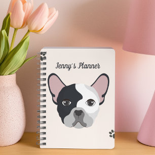 Agenda Cute acuarela perro cara rosado y gris 2024 Person