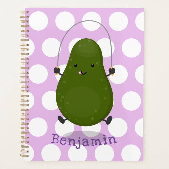 Agenda Cute aguacate salto cuerda personalizado ilustraci (Anverso)