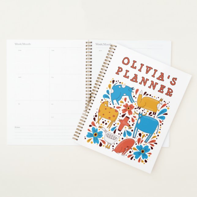 Agenda Cute Animal Art Children's Custom Name (Demostración)