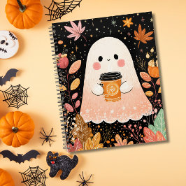 Agenda Cute Autumn Ghost with Pumpkin Coffee – Cozy Fall