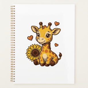 Agenda Cute Baby Giraffe Sunflower Vintage Engraving Tee_