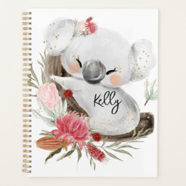 Agenda Cute Baby Koala Gold Speckle Nombre personalizado