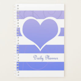 Agenda Cute Blue Pastel Heart Stripes Planner