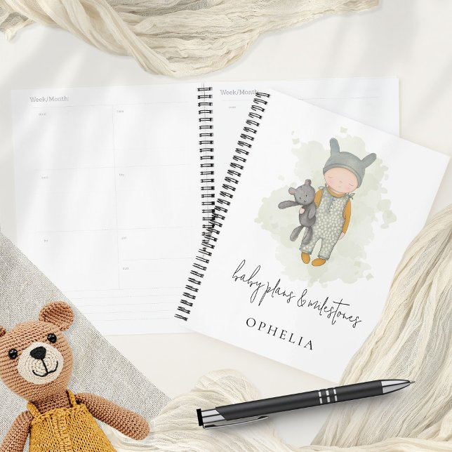 Agenda Cute Boho Plan Milestones Sage (Handy to keep track of your plans and baby milestones - and great keepsake too!)