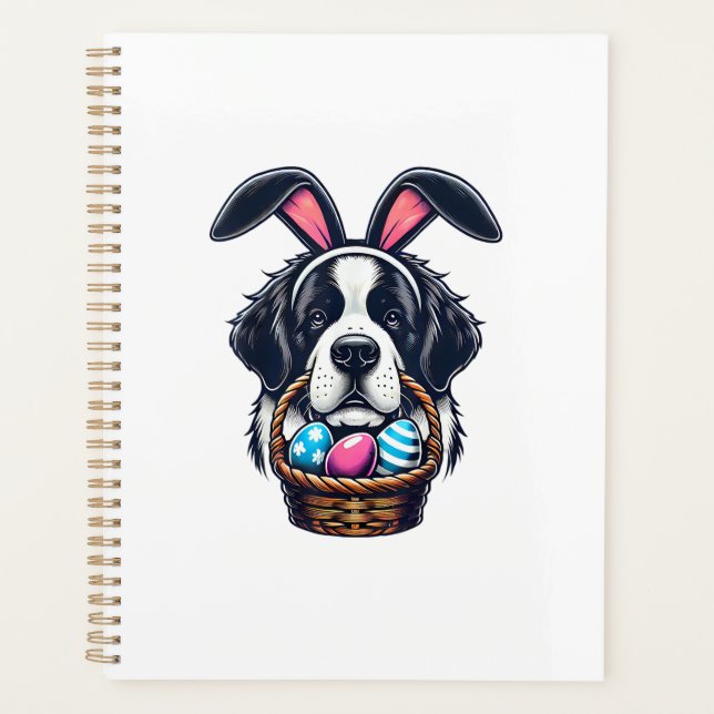 Agenda Cute Bunny Ear Saint Bernard Dog Easter Egg Owner  (Anverso)