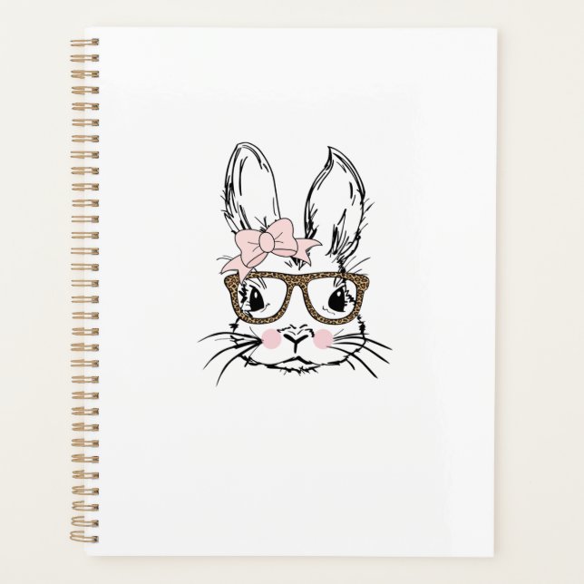 Agenda Cute Bunny Face Shirt Leopard Print Glasses EASTER (Anverso)