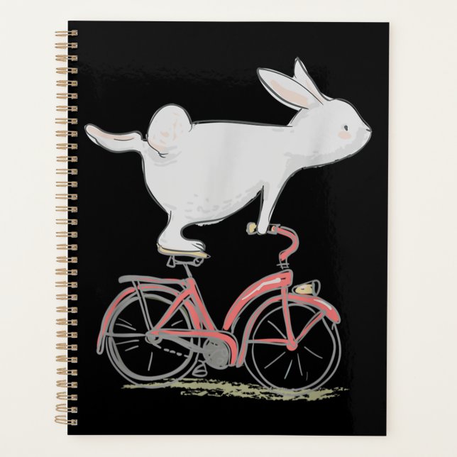 Agenda Cute Bunny Rabbit On Bike Cycling Bicycle (Anverso)