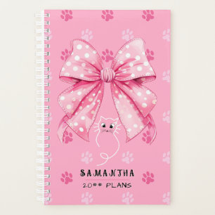 Agenda Cute Cat Coquette Bow - Regalo Escolar Rosa para N