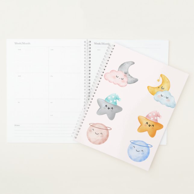Agenda Cute Celestial Characters – Whimsical Pastel Space (Demostración)