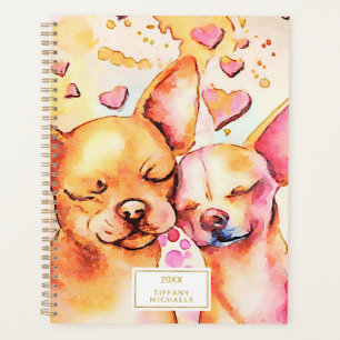 Agenda Cute Chihuahuas Corazones Rosa y Perros acuáticos